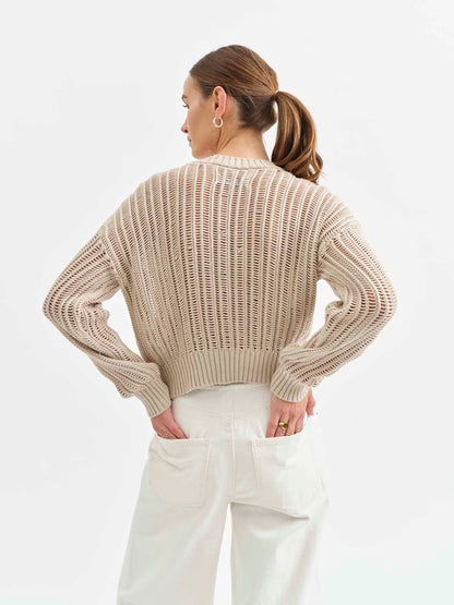 Seaside Open Stitch Sweater in Sand