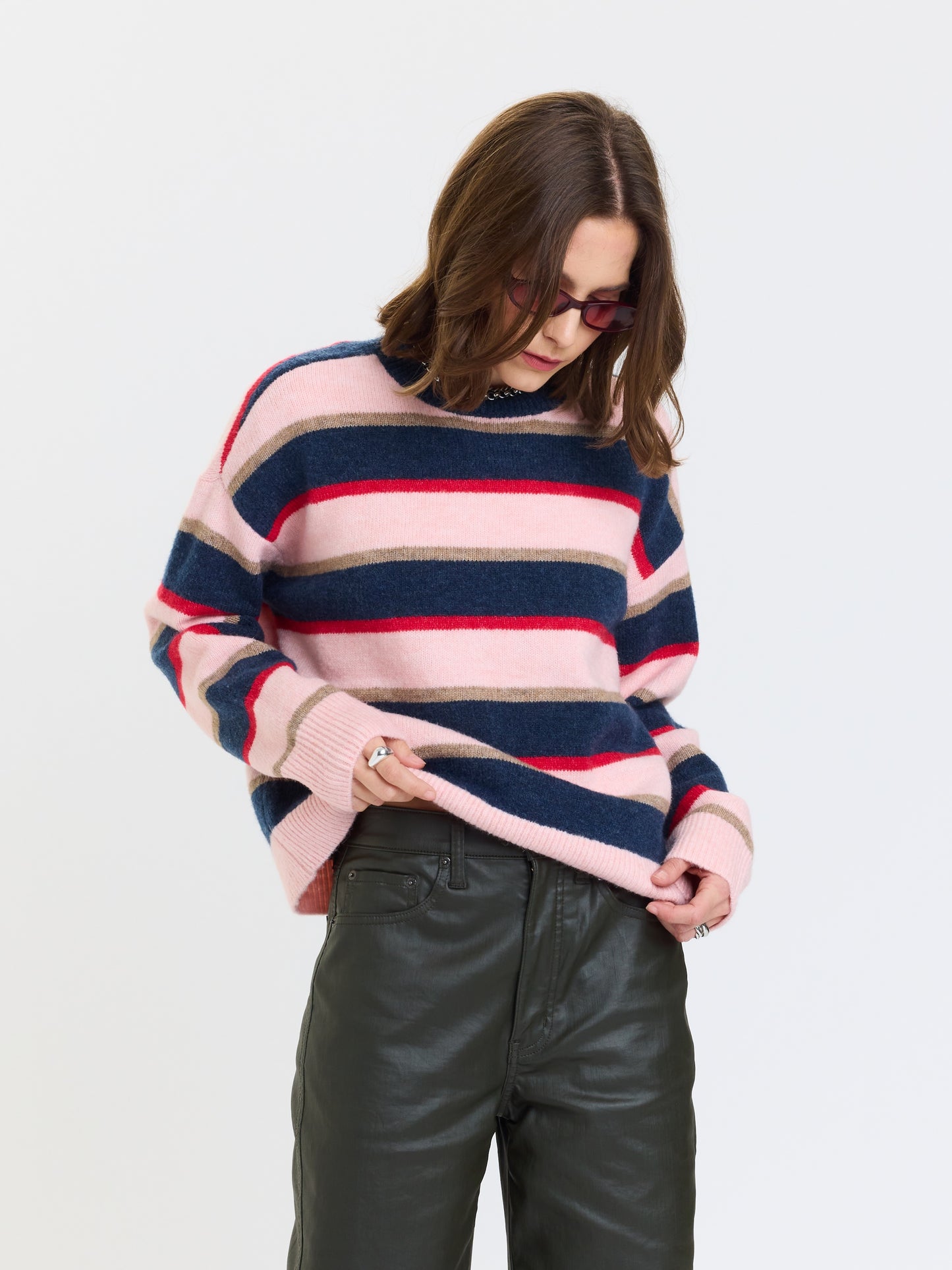 Carlyle Everyday Crewneck in Coral Stripe