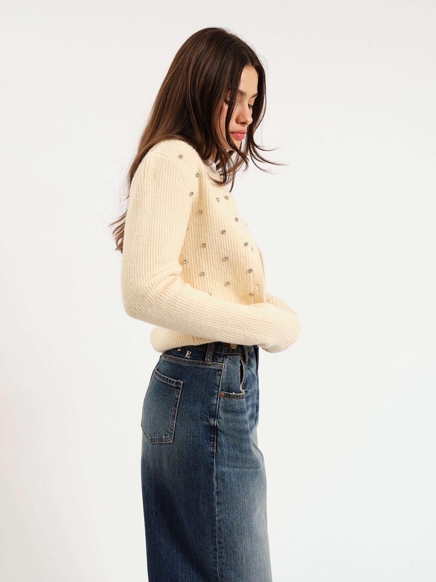 Muse Embellished Crewneck in Ivory