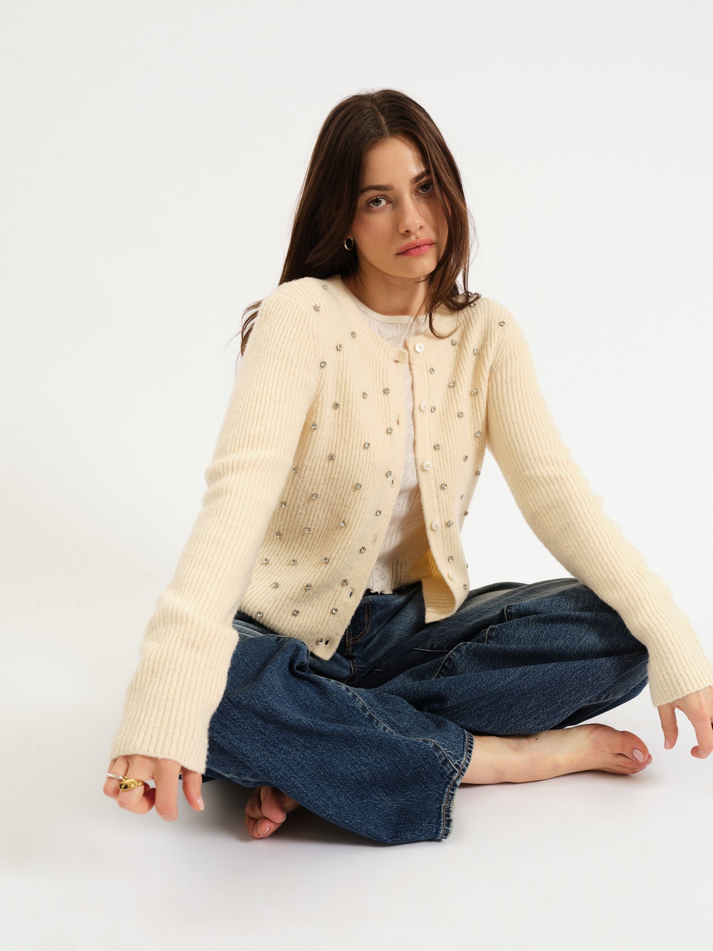 Muse Embellished Crewneck in Ivory