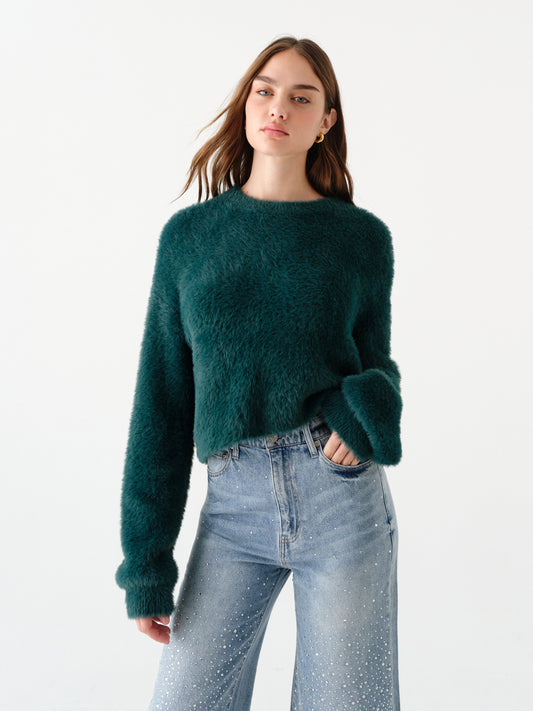 Ace Eyelash Sweater in Pine