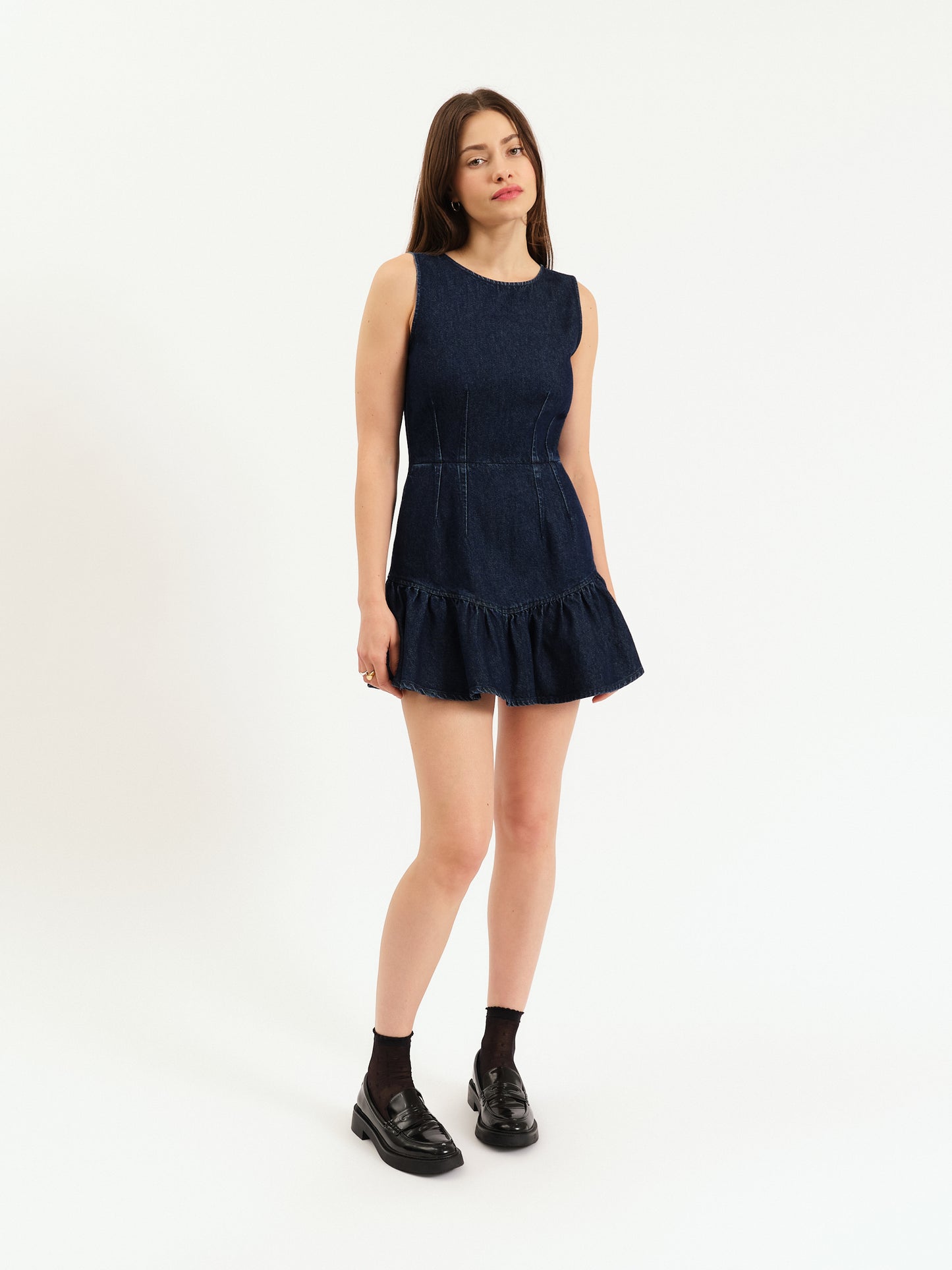 Laurel Ruffle Dress in Moonlight Rinse