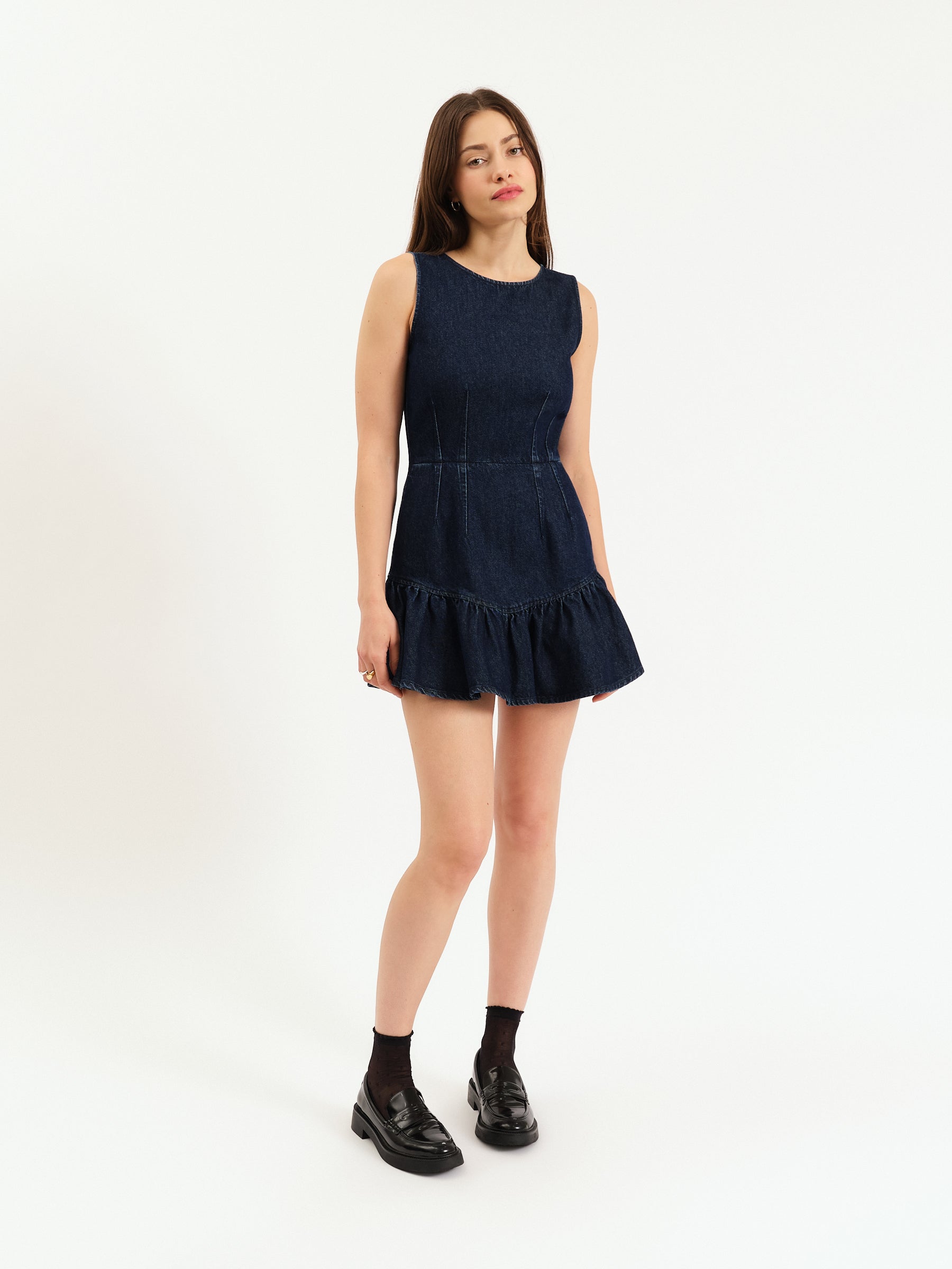 DAZE Laurel Denim Minidress in Moonlight Rinse at Nordstrom, Size X-Small