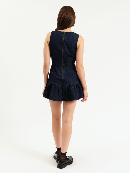 Laurel Ruffle Dress in Moonlight Rinse