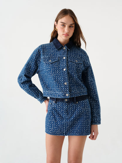Del Mar Cropped Trucker Jacket in Prism
