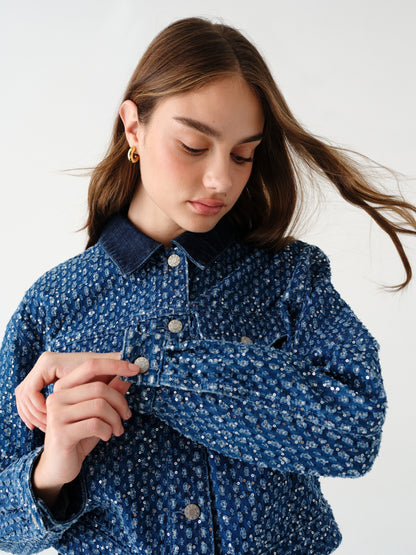 Del Mar Cropped Trucker Jacket in Prism