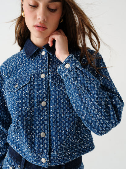Del Mar Cropped Trucker Jacket in Prism