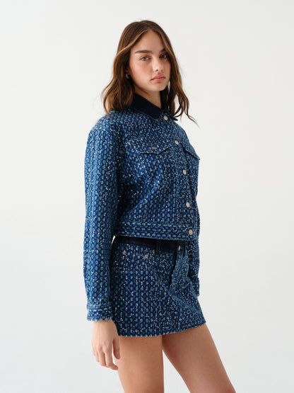 Del Mar Cropped Trucker Jacket in Prism