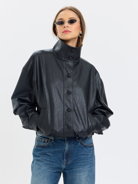 Phantom Funnel Neck Jacket in Black