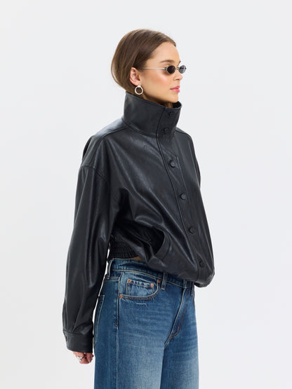 Phantom Funnel Neck Jacket in Black