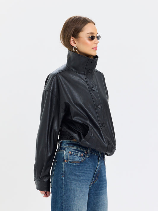 Phantom Funnel Neck Jacket in Black