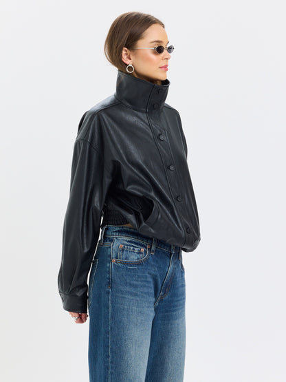 Phantom Funnel Neck Jacket in Black