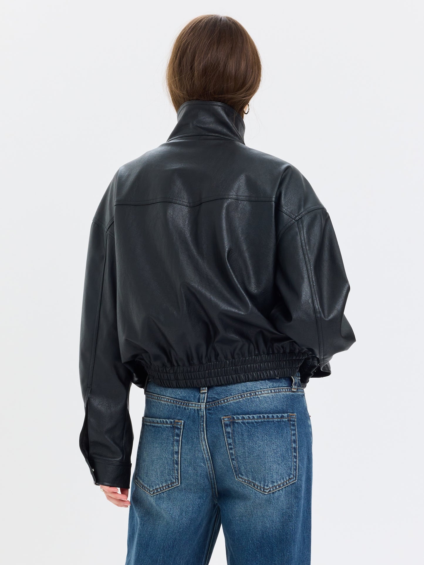 Phantom Funnel Neck Jacket in Black