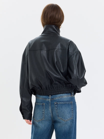 Phantom Funnel Neck Jacket in Black