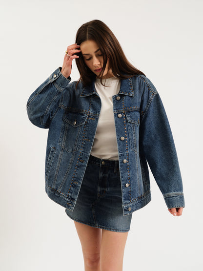 Beau Boyfriend Jacket in Vintage Blue