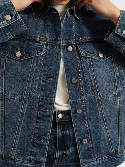 Beau Boyfriend Jacket in Vintage Blue