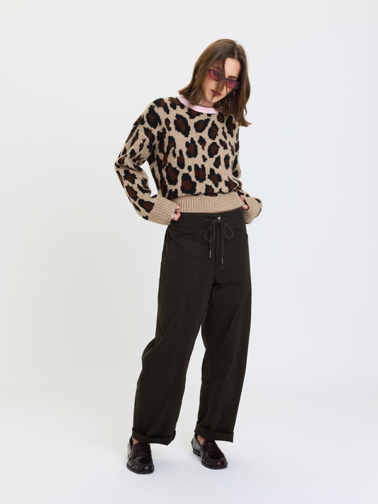 Villa Drawstring Barrel Pant in Fern