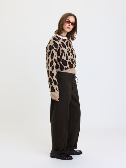 Villa Drawstring Barrel Pant in Fern