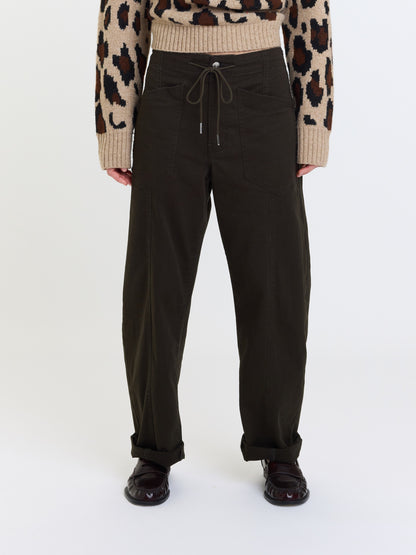 Villa Drawstring Barrel Pant in Fern
