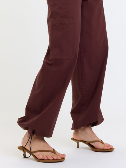 Mirage Mid Rise Cargo Harem in Cherry Cola