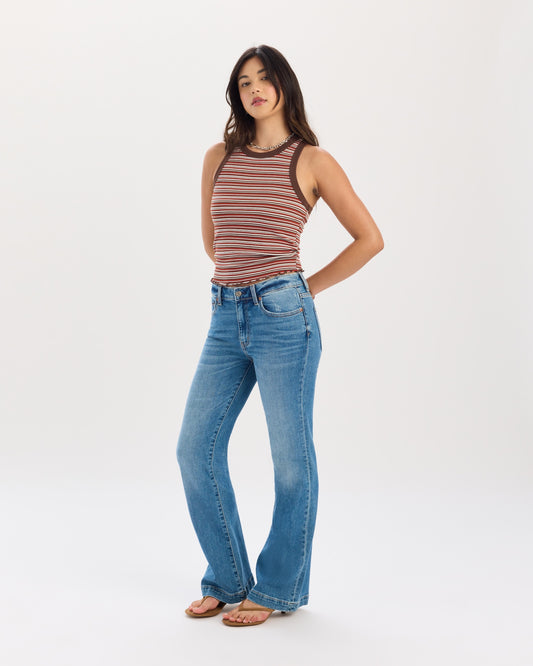 The Heart Breaker Mid Rise Flare in Text Me