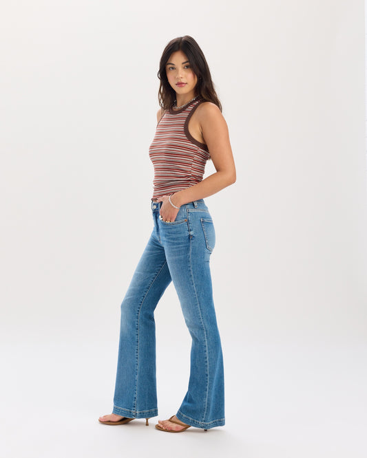 The Heart Breaker Mid Rise Flare in Text Me