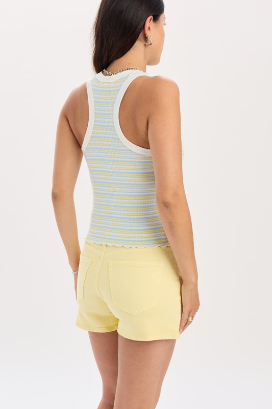 Astra Racerback Tank Top in Lemon Striple