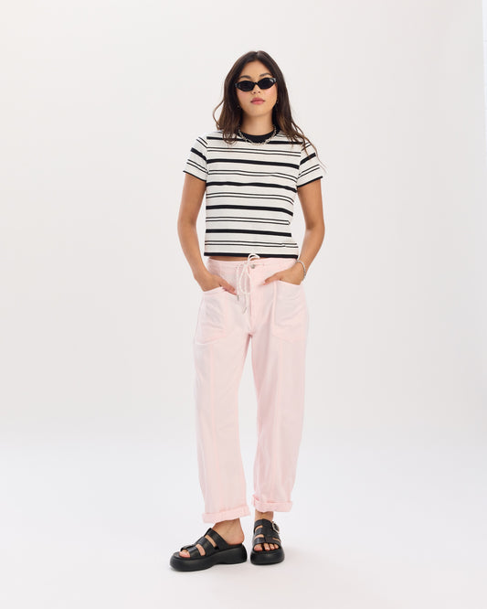Villa Drawstring Barrel Pant in Petal