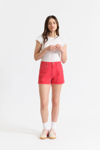 Troublemaker High Rise Short in Chili Pepper