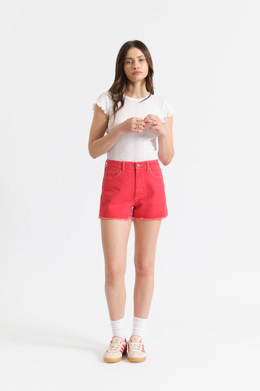 Troublemaker High Rise Short in Chili Pepper