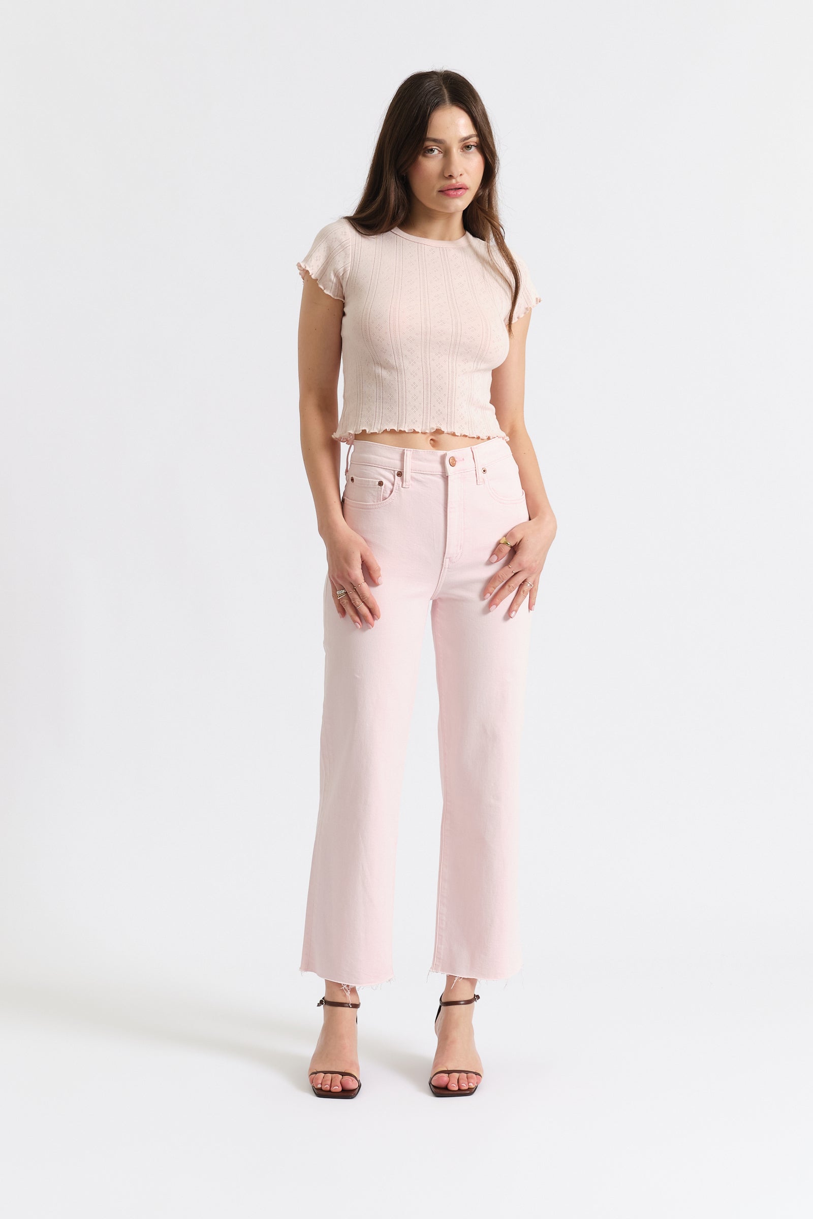 Pleaser High Rise Wide Ankle in Think Pink – Daze Denim