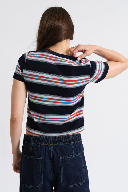 Zuma Crew Neck Tee in Shadow Stripe
