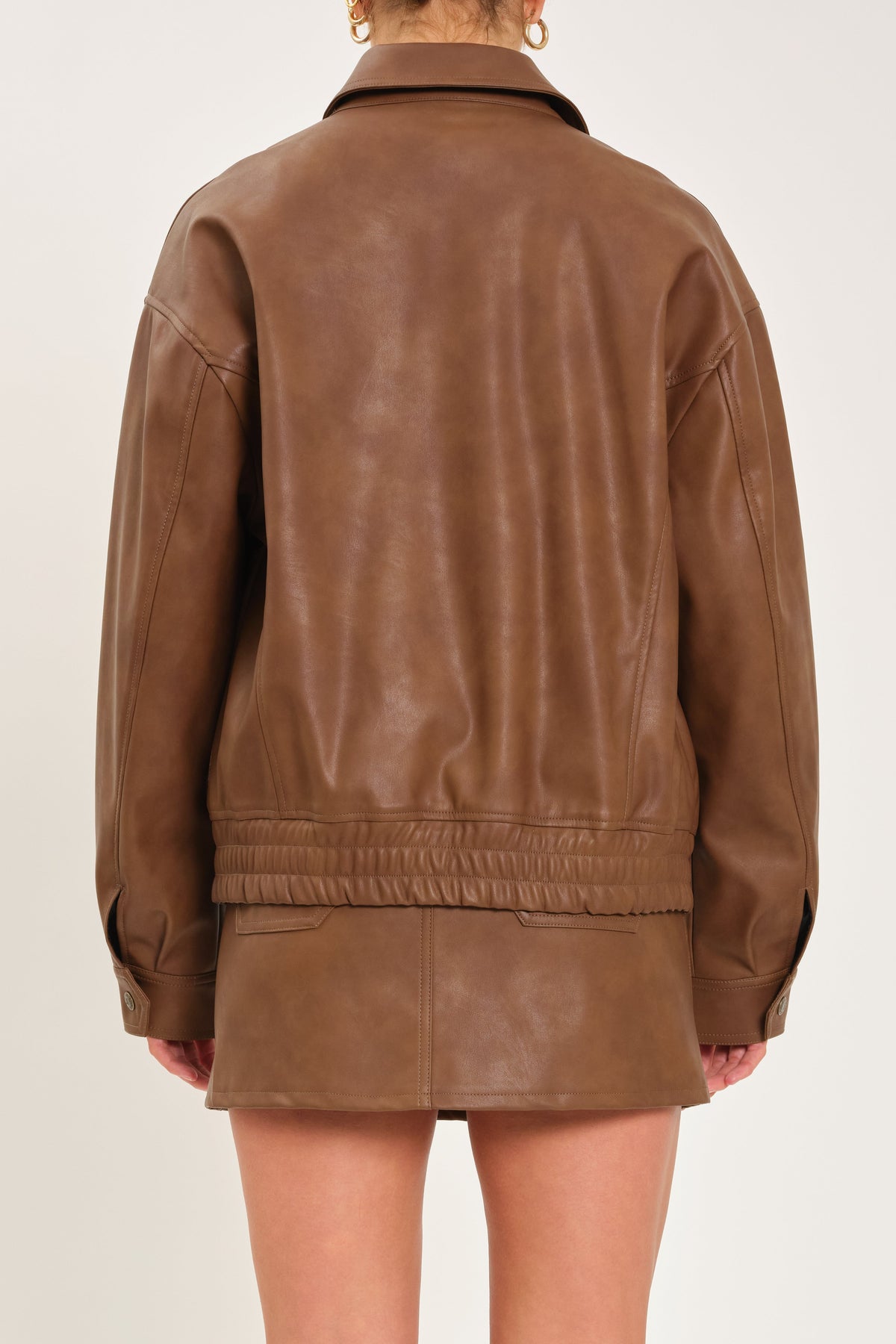 Icon Alt Leather Bomber in Vintage Sable