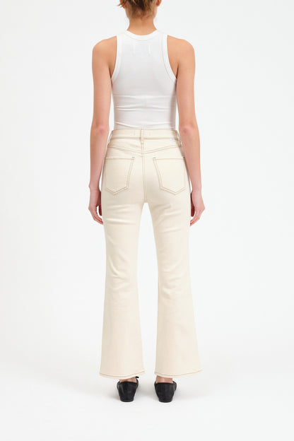 Soho High Rise Ankle Flare in Oat Milk