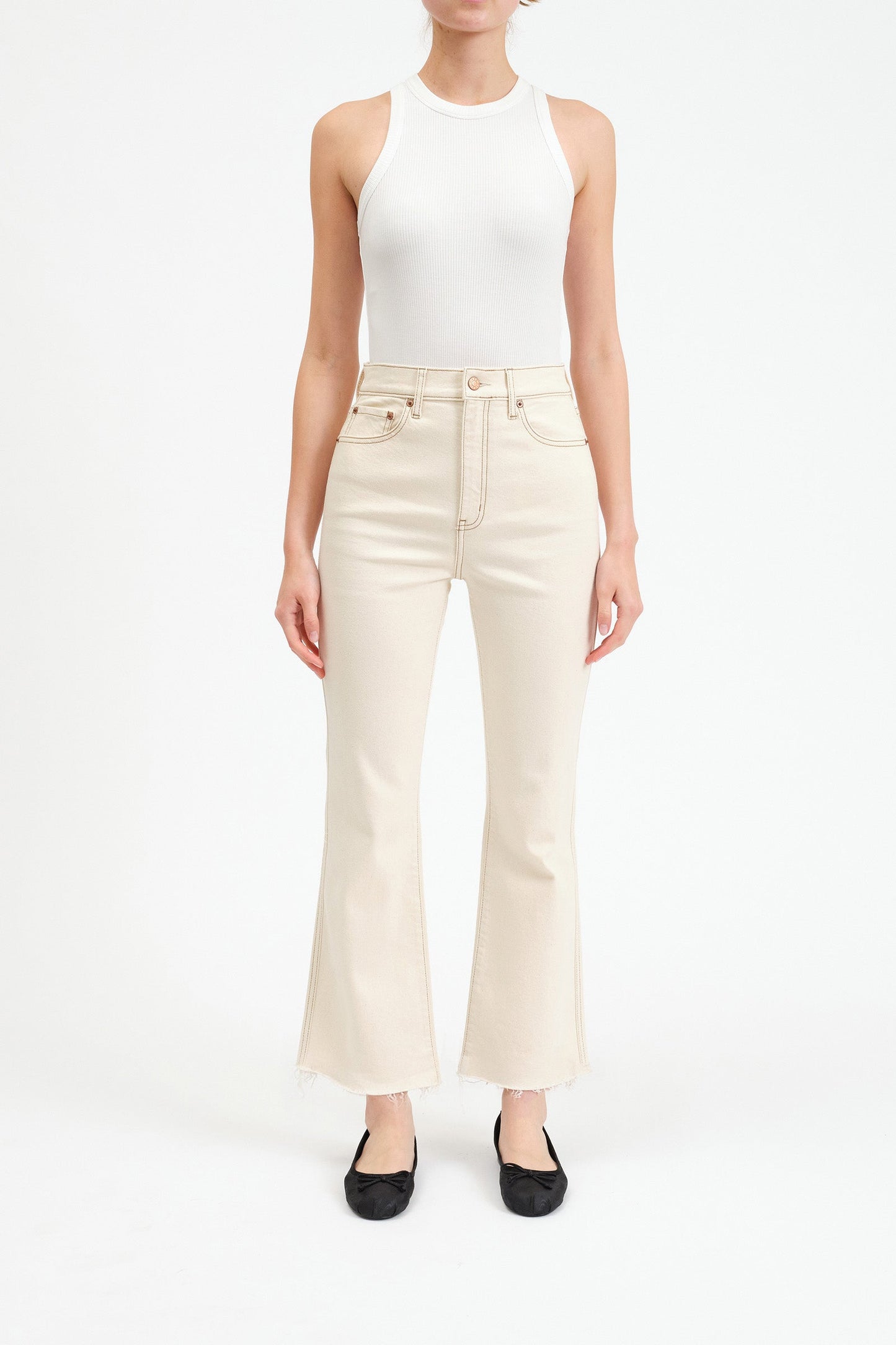 Soho High Rise Ankle Flare in Oat Milk