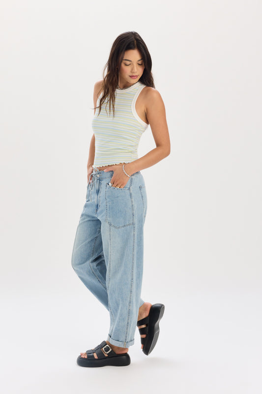 Villa Drawstring Barrel Leg in Wild Card