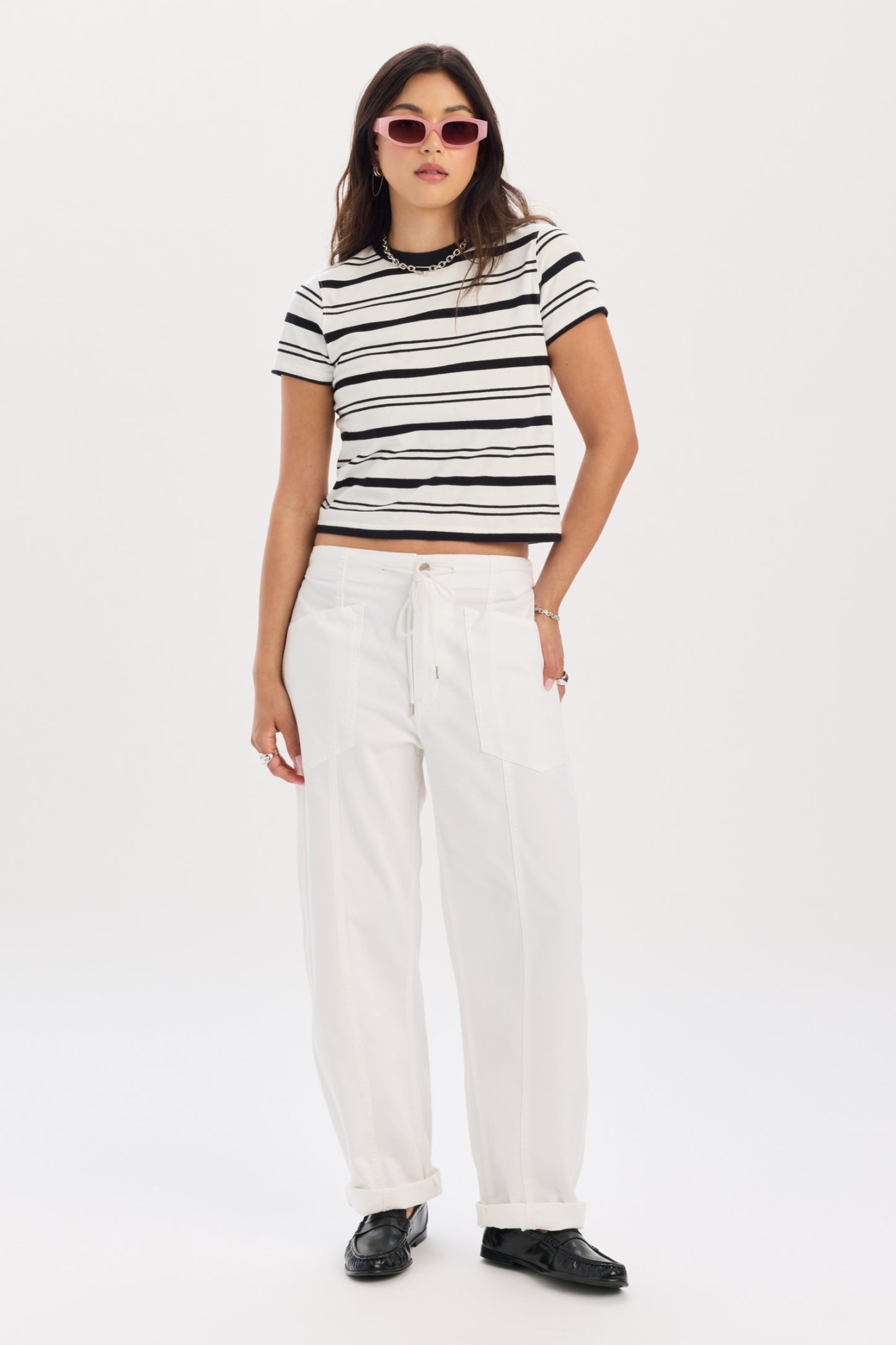 Zuma Crew Neck Tee in Onyx Stripe