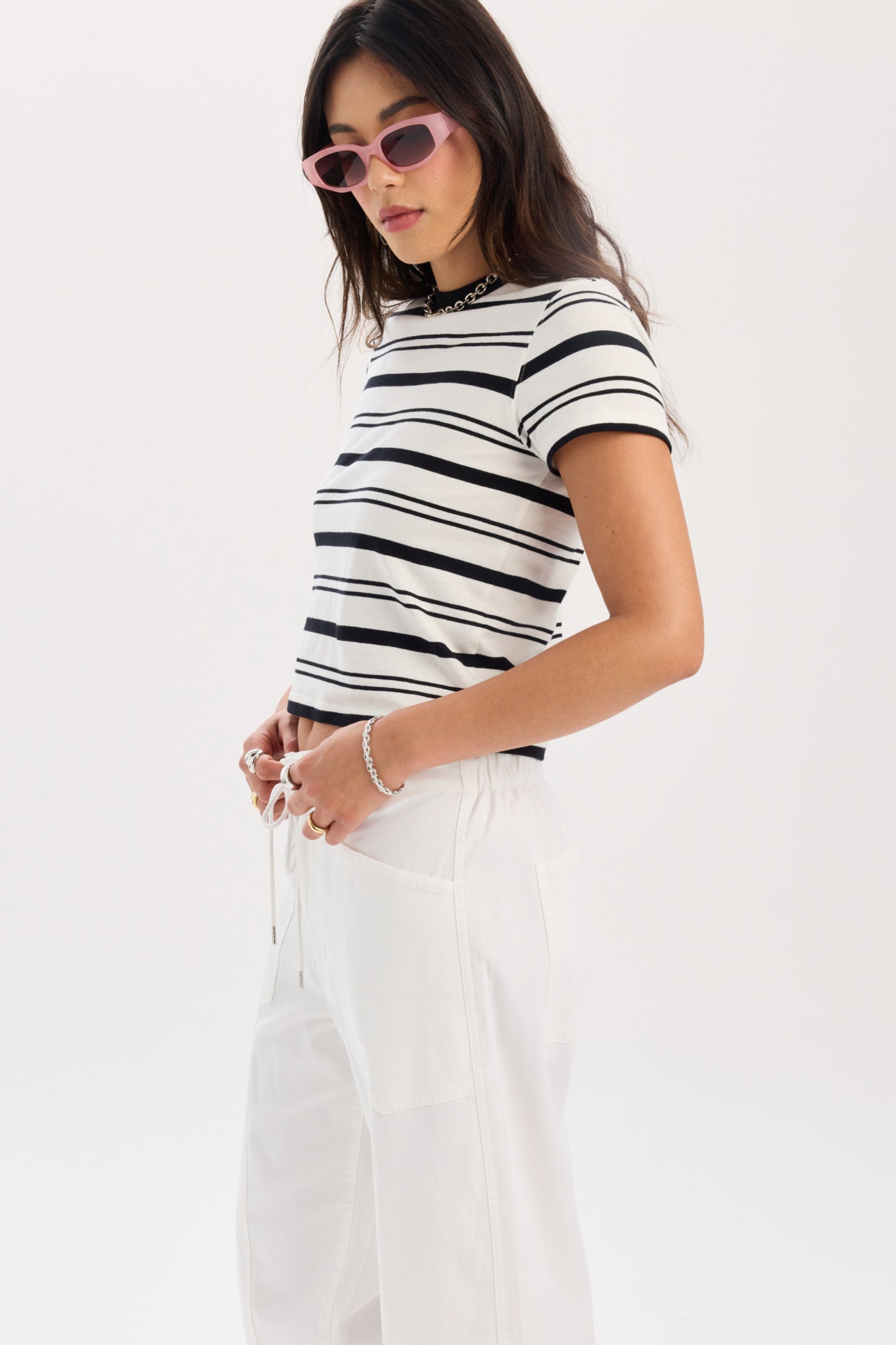 Zuma Crew Neck Tee in Onyx Stripe