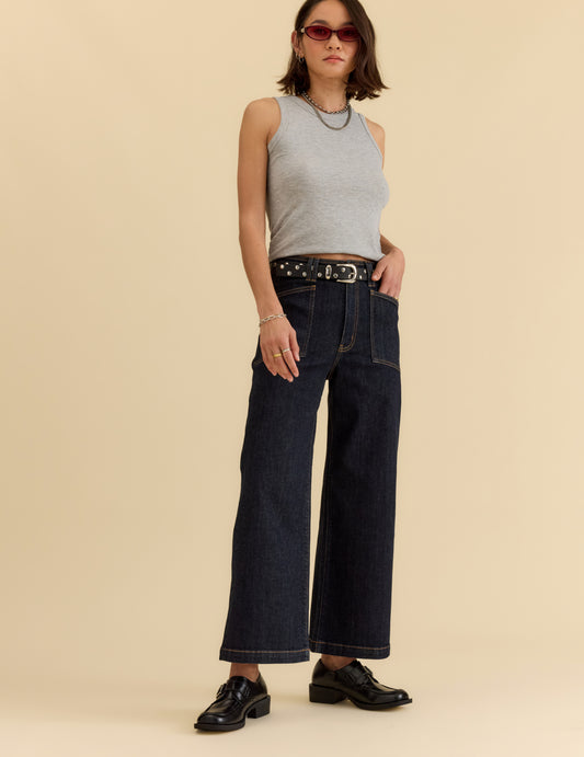 Valley Girl Wide Leg Ankle in Rinse