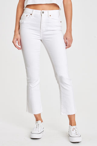 Shy Girl High Rise Crop Flare in White Lightning